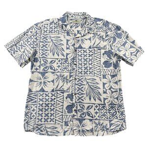 Island Shore Hawaiian Shirt Mens XL Orchid & Palm Cotton Button Down